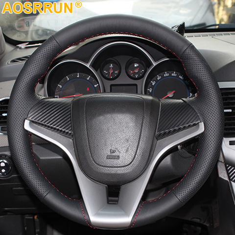 AOSRRUN coche accesorios de coser de cuero genuino protector para volante de coche para Chevrolet Cruze en venta sedan 2009-2013, 2014 ► Foto 1/2