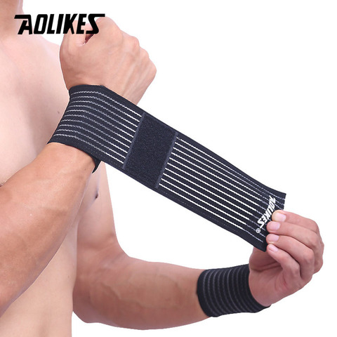 AOLIKES, 1 Uds., banda elástica de algodón, pulsera deportiva de mano para gimnasio, muñequera de apoyo para envolver el túnel carpiano ► Foto 1/6