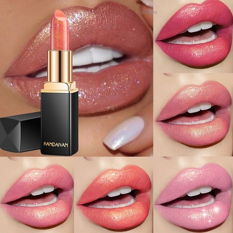 Lápiz labial lujoso de larga duración, maquillaje de labios brillantes, resistente al agua, pigmento Nude, lápiz labial rosa brillante sirena, gran oferta ► Foto 1/6