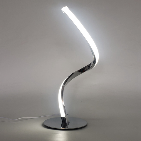 Lámpara de mesa de Espiral de LED, lámpara de mesita de noche de escritorio curvada, blanco frío, cálido, táctil, para sala de estar, lectura, decoración del hogar ► Foto 1/6