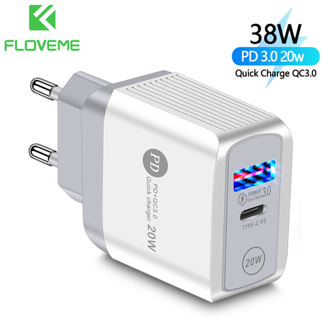 FLOVEME-cargador USB de 20W para móvil, cargador PD 3,0 de carga rápida, tipo C, 18W, para Xiaomi, Samsung ► Foto 1/6