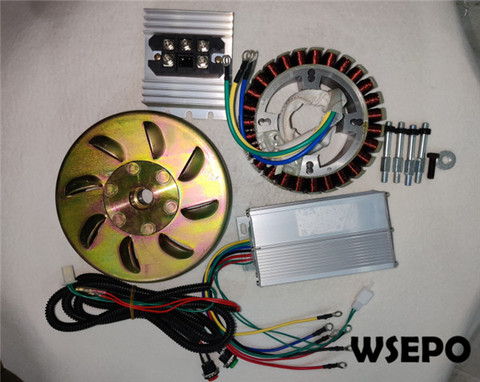 Kit generador de corriente para vehículos eléctricos, dispositivo de carga y arranque de 5000W, estator, rotor, controlador y rectificador, 48V, 60V y 72V DC, 27 Pole, encaja en eje cónico de salida de 19mm 55mm ► Foto 1/6