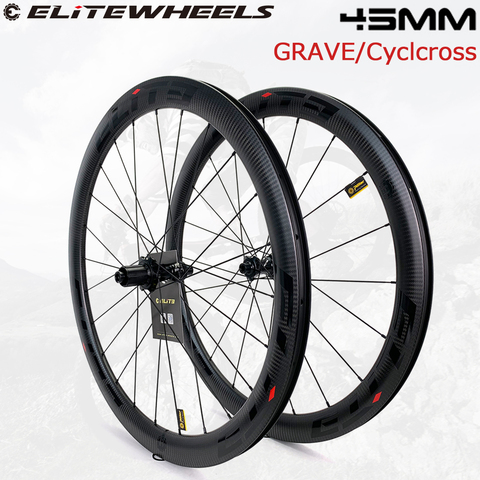 ELITEWHEELS-ruedas de carbono con freno de disco de ciclocross, llanta sin gancho DT Swiss, 13 tipos de ejes para juego de grava, 700C, 480g, ± 15g, 29x45mm ► Foto 1/6