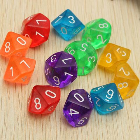 10 Uds. De dados D10 de 10 lados para juegos de rol Dungeons & Dragons de RPG, recuerdo de fiesta, juego de mesa, dados para amantes juguete para regalo ► Foto 1/6