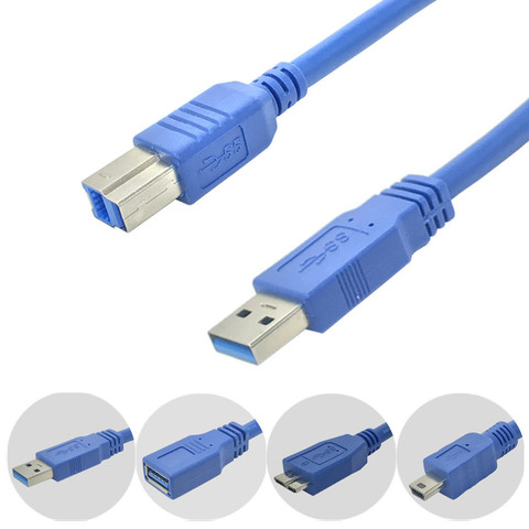 Cable tipo USB A macho A USB 3,0 Micro B macho, Cable sincronizador de datos para impresora Canon Epson HP HDD 0,3 m 0,6 m 1m-5m ► Foto 1/6
