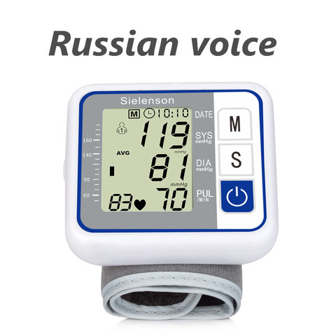 Tonómetro automático con Chip alemán para medir y medir la frecuencia cardíaca, tensiómetro de muñeca para cuidado de la voz ruso ► Foto 1/3