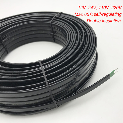 Cable de calefacción de 50m con protección anticongelante para techo, Cable calefactor eléctrico autorregulado de 12V, 24V, 110V y 240V ► Foto 1/6