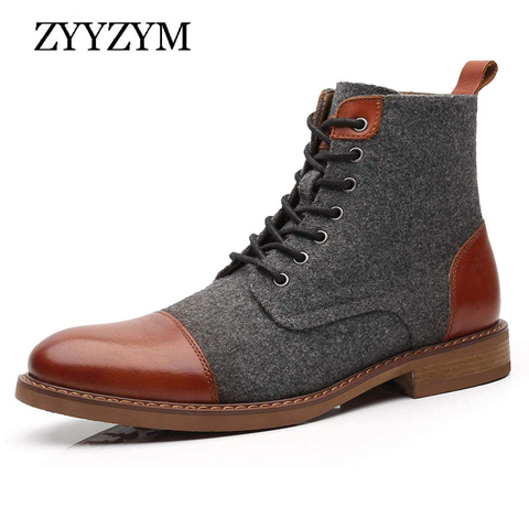 ZYYZYM hombres tobillo botas Otoño Invierno encaje Casual Zapatos Oxfords botas de moda de los hombres de gran tamaño 39-48 ► Foto 1/6