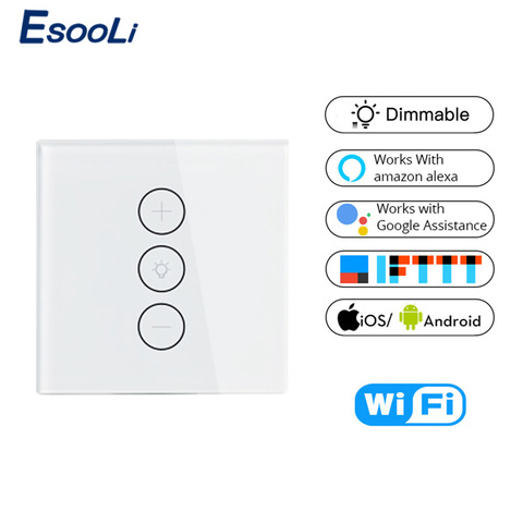 Interruptor de atenuación de luz táctil para pared, enchufe inteligente con Wifi, 1 Banda, estándar UE/RU, Control por aplicación remota, funciona con Amazon Alexa y Google ► Foto 1/6