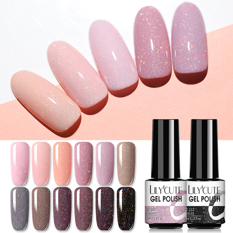 LILYCUTE-esmalte de uñas de 7ml con purpurina, barniz de Gel para uñas, purpurina UV ► Foto 1/6