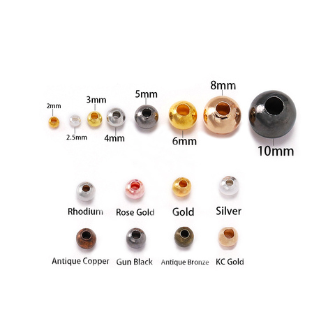 Lote de 100 unidades de 3, 4, 5 y 6mm de espaciador abalorios redondos de oro, bolas lisas, abalorios de semillas para fabricación de joyas, accesorios, suministros ► Foto 1/6