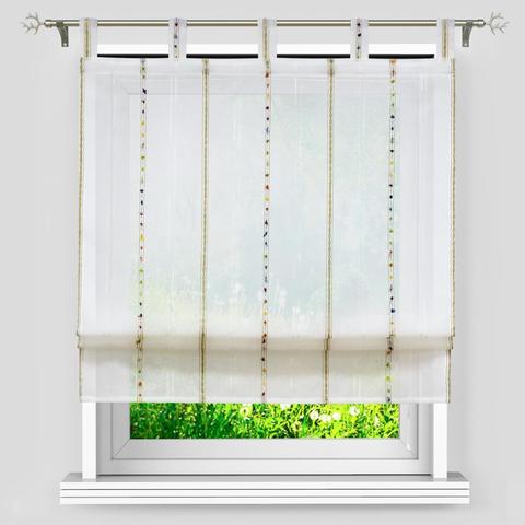 Cortina romana a rayas para balcón, ventana transparente, cortinas de gasa, Tab Top para cocina, decoración del hogar, 1 Uds. ► Foto 1/5