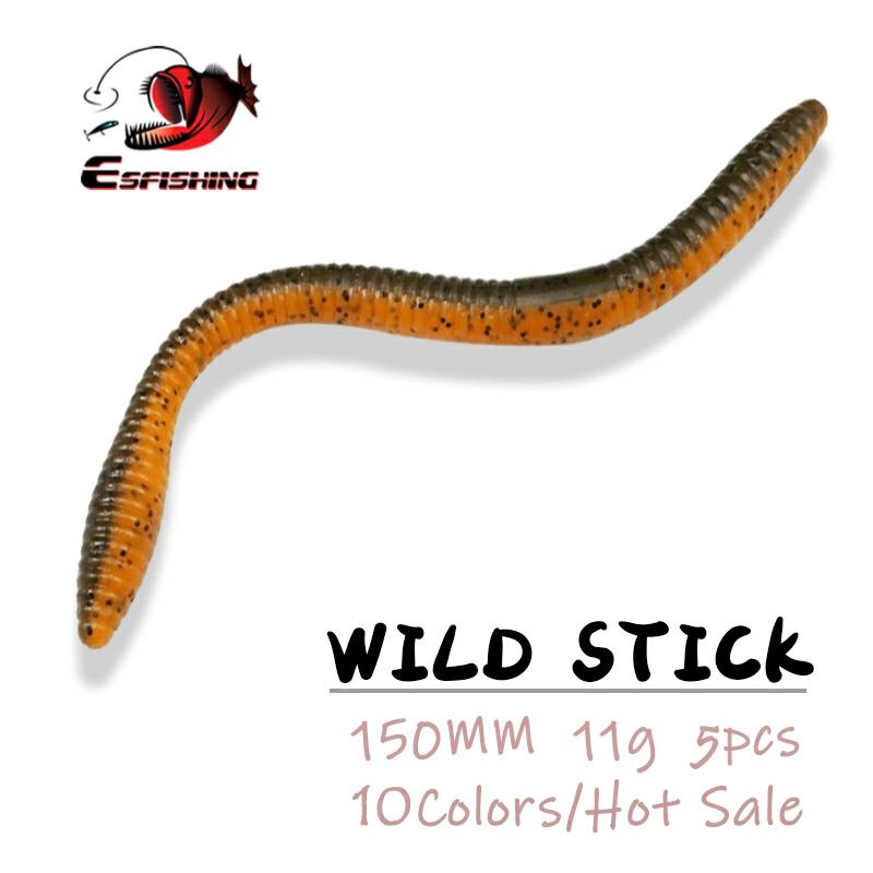 ESFISHING cebo blando lombriz Wild Stick 150mm 11g 5pc Pesca señuelos lombriz atrae a la Pesca suave aparejos carpa señuelo de trucha señuelo ► Foto 1/6