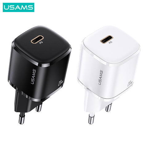 USAMS-cargador GaN de 20W para iPhone 12 Pro Max, iPad Pro PD, cargador de teléfono portátil de carga rápida para IPhone 12, mini cargador de teléfono ► Foto 1/6