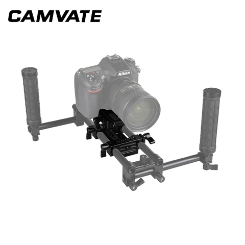 CAMVATE-Adaptador de conexión de placa de liberación rápida Manfrotto, Universal, con doble abrazadera de varilla de 15mm para cámara DSLR, sistema de soporte de hombro ► Foto 1/6