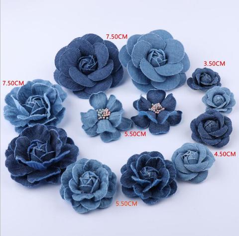 Flores de tela vaquera DIY de Corea, accesorios para el cabello, ropa, sombreros, decoración de vestidos, flores, manualidades, 5 unidades por lote ► Foto 1/6