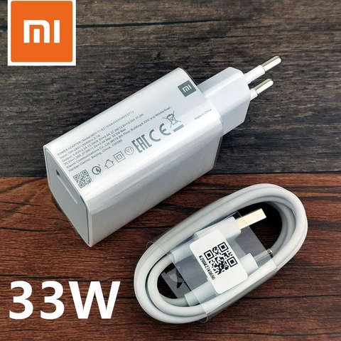 Xiaomi cargador rápido 33W carga Turbo de la UE QC 4,0 adaptador 3A Usb tipo C para Poco X3 NFC Redmi Note 8 9 9s 10 Pro ► Foto 1/6