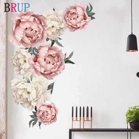 71,5x102cm gran peonía Rosa Pared de flores pegatinas romántico Flores, decoración para el hogar para sala de estar dormitorio DIY tatuajes de pared de vinilo ► Foto 1/6