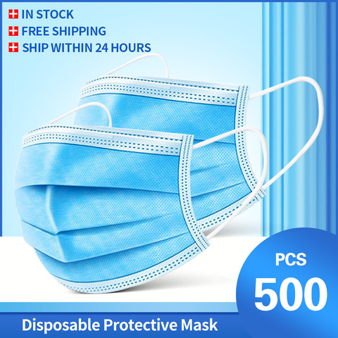 10-500 Uds desechable máscara no tejida capa de 3 capas máscara de filtro boca máscara filtro facial seguro transpirable máscaras de protección ► Foto 1/6