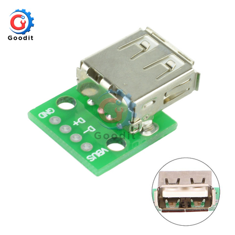 1 Uds tipo A hembra USB A DIP 2,54 MM adaptador de placa Tipo PCI convertidor de pruebas para conector Arduino USB 2 Placa de interruptor ► Foto 1/6