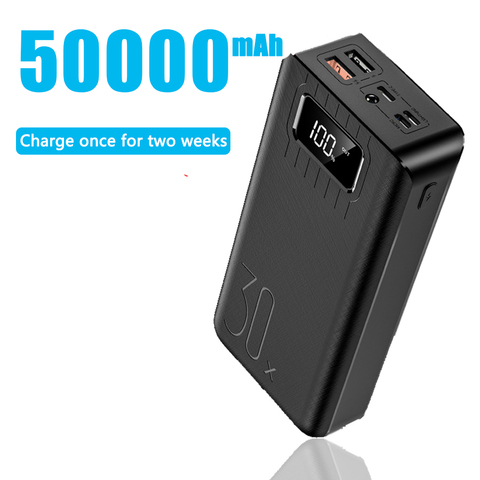 Batería Externa PoverBank 2 USB LED 50000mAh, Powerbank tipo c, cargador  portátil de teléfono móvil para