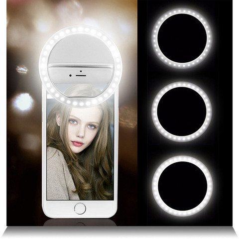 Selfie LED anillo Flash Lumiere teléfono portátil LED móvil luz Clip lámpara para iPhone xr telefoon lente murka do telefonu ► Foto 1/6