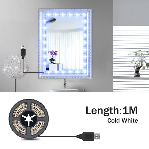 Espejo de tocador de 5M, luces LED para tocador, luz de maquillaje USB 5V, lámpara cosmética, iluminación LED de pared de Hollywood, lámpara Flexible ► Foto 1/6