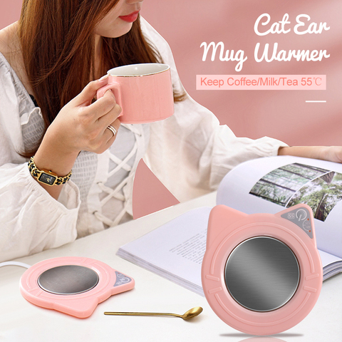 Lindo taza calentador taza forma de oreja de gato calefacción montaña taza de café más caliente mantener café té de la leche 55 ℃ regalos para niñas ► Foto 1/1