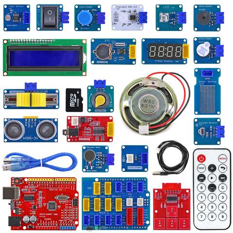 Kit de iniciación fácil, Kit de Sensor de toma XH de 2,54mm de colores con Módulo Sensor de temperatura MP3 RTC para Arduino UNO R3 ► Foto 1/6