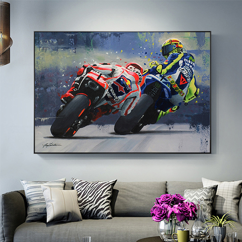 Pósteres de lona de motocicleta abstractos e impresión arte de pared moderno Gran Premio imágenes de carrera de motocicleta para decoración para sala de estar del hogar ► Foto 1/6