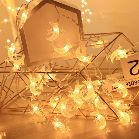 20/10leds estrella Luna Cadena de luz de hadas guirnaldas USB alimentado por batería adornos navideños para el hogar al aire libre de la boda de decoración de vacaciones ► Foto 1/6