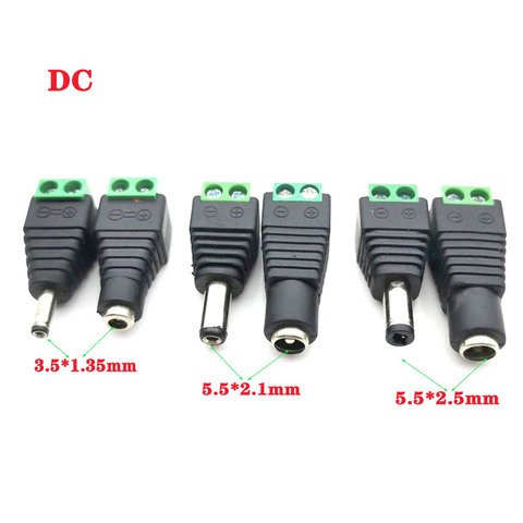 Hombre hembra de alimentación DC conector de clavija de 2,1mm x 5,5mm 2,5mm x 5,5mm 1,35mm x 3,5mm no soldadura de enchufe DC adaptador de 12V 24V para CCTV ► Foto 1/6