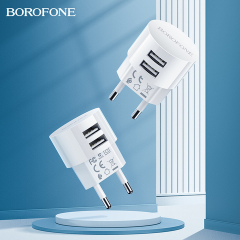 BOROFONE-cargador USB Dual de 5V y 2.4A, Mini adaptador de carga rápida para teléfono móvil, enchufe europeo, cargador de viaje para iPhone ► Foto 1/6