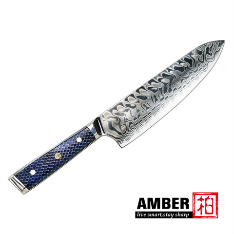 Cuchillo con diseño de Croco de núcleo ámbar AUS10V, con 2 tonos, azul, panal de miel, resina, Chef, cuchilla, Kiritsuke, Nakiri, Santoku, ultraligero, afilado ► Foto 1/6