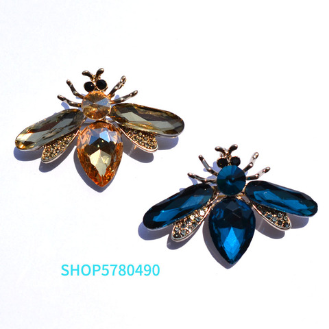 Broche de abeja con diamantes de imitación para mujer, broche de cristal con forma de insecto en el pecho, Color champán, adornos para vestido de fiesta, joyería ► Foto 1/6