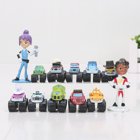 Figuras de acción en miniatura de Blaze Flame Machines para niños, coches de dibujos animados de juguete, decoración para fiestas, 12 unidades ► Foto 1/5