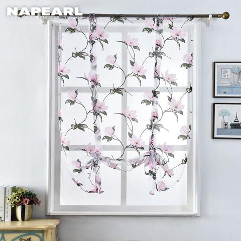 Cortinas de cocina con diseño Floral, cortinas cortas, cortinas cortas, cortinas romanas, cortinas modernas de tul, cenefa ► Foto 1/6