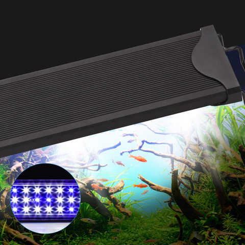 Iluminación de acuario de aleación de aluminio, 100-240V, led Delux superbrillantes con soportes extensibles para plantas acuáticas, lámpara de luz de cultivo ► Foto 1/6