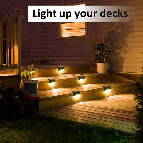 Luces LED Solares de cubierta para jardín, iluminación impermeable para balcón, valla, exterior, escalera de sendero, color blanco cálido ► Foto 1/6