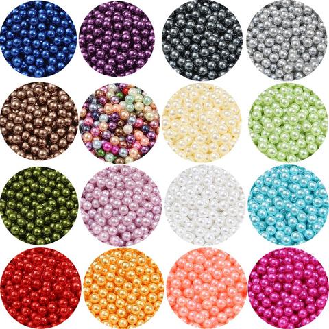 50-1000 unids/lote 3/4/6/8/10MM Multi Color No agujero ABS cuentas imitación de perlas sueltas para arte de uñas DIY decoración para Scrapbook ► Foto 1/6