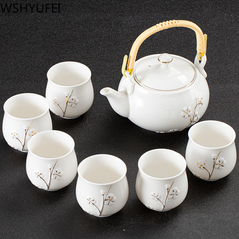 7 unids/set exquisito juegos de té de cerámica hecho a mano teteras tazas de té de porcelana china tetera teaware tazas de té ceremonia set ► Foto 1/6