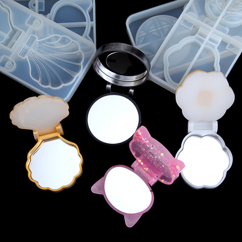 DIY espejo de cristal para maquillaje de espejo gato Rosa diamante espejo para maquillaje plegable espejo de silicona molde de resina epoxi moldes ► Foto 1/6