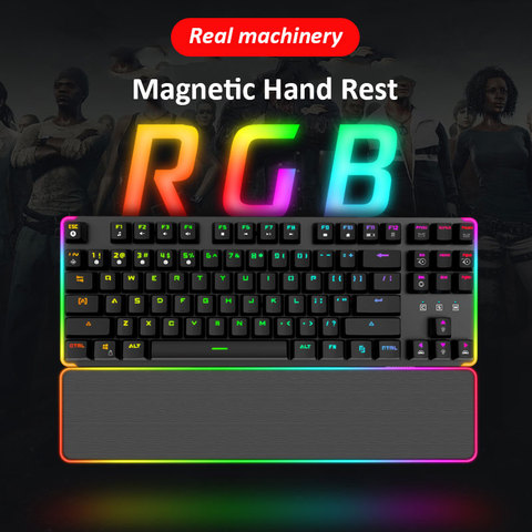 Teclado mecánico para videojuegos, 87 teclas, OUTEMU, soporte magnético, con cable, antighosting, RGB/ Mix, retroiluminado, para Gamer, PC y portátil ► Foto 1/6