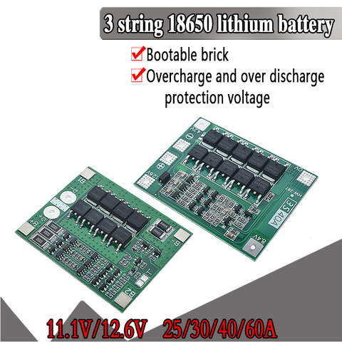 3S 25A 40S Li-Ion 18650 BMS PCM Placa de protección de batería bms pcm con equilibrio para Li-Ion lipo batería pack ► Foto 1/6
