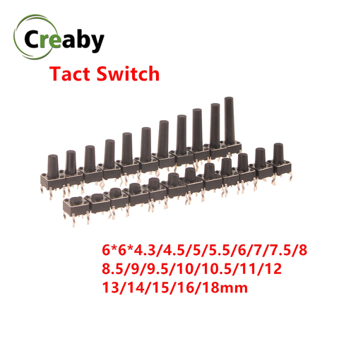 Micro interruptor de Panel de 6x6mm, PCB, táctil momentáneo, Mini interruptor de botón DIP 4 pines 6x6x4.3/4.5/5/6/18 MM 6*6*4,3mm 4,5mm ► Foto 1/6