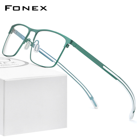 FONEX gafas de titanio de bastidor hombres Plaza miopía optica prescripción gafas marco hombre 2022 nuevo de silicona gafas 8553 ► Foto 1/6