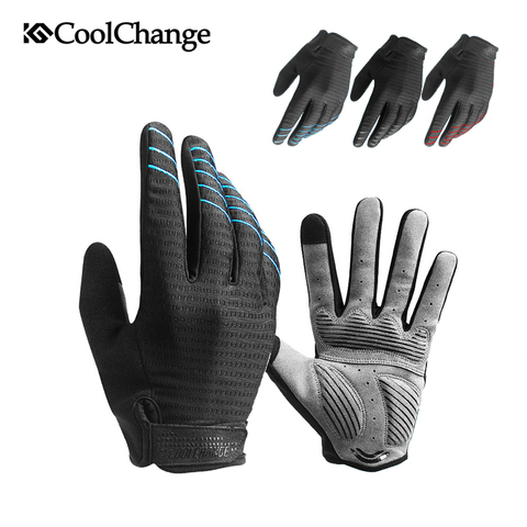 CoolChange guantes de ciclismo almohadilla de esponja Dedo Largo guantes deportivos de pantalla táctil guantes de bicicleta a prueba de golpes hombre motociclista mujer guante de bicicleta ► Foto 1/6