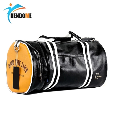 Bolso de Gimnasio Deportivo para hombre, bandolera de entrenamiento de cuero PU con zapatos independientes, bolsa de viaje deportiva de Color mezclado con bolsillo ► Foto 1/6