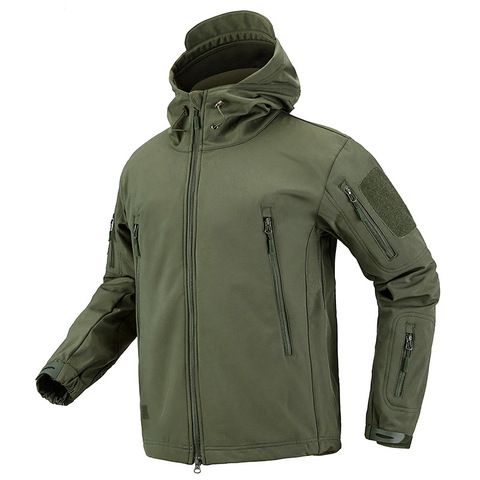 Chaqueta de senderismo táctica militar para hombre, forro polar térmico a prueba de viento, ropa de caza impermeable con capucha, prendas de vestir de camuflaje del ejército ► Foto 1/6