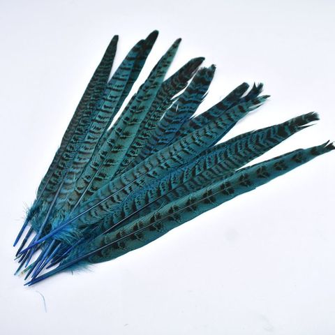 Plumas de la cola de faisán azul lago para manualidades, plumas naturales teñidas DIY de 10-12 pulgadas, joyería para el hogar, decoraciones bodas fiestas, 20 unids/lote ► Foto 1/6